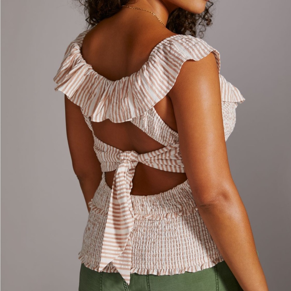 ✨ Anthropologie Ruffle Smocked Blouse Sz 1X - Picture 6 of 9